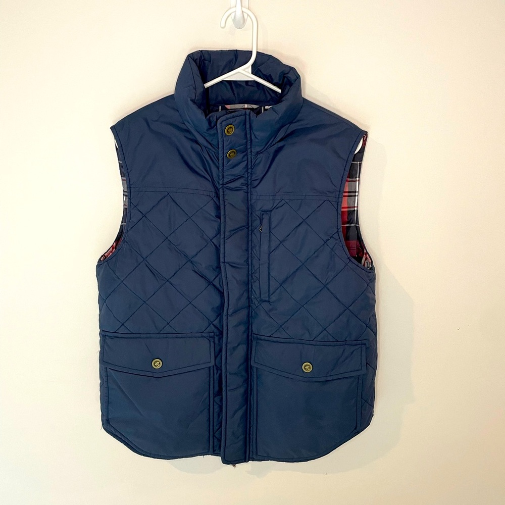 Like New! Men’s Southern Proper Quilted Vest Navy & Plaid - Sz Small